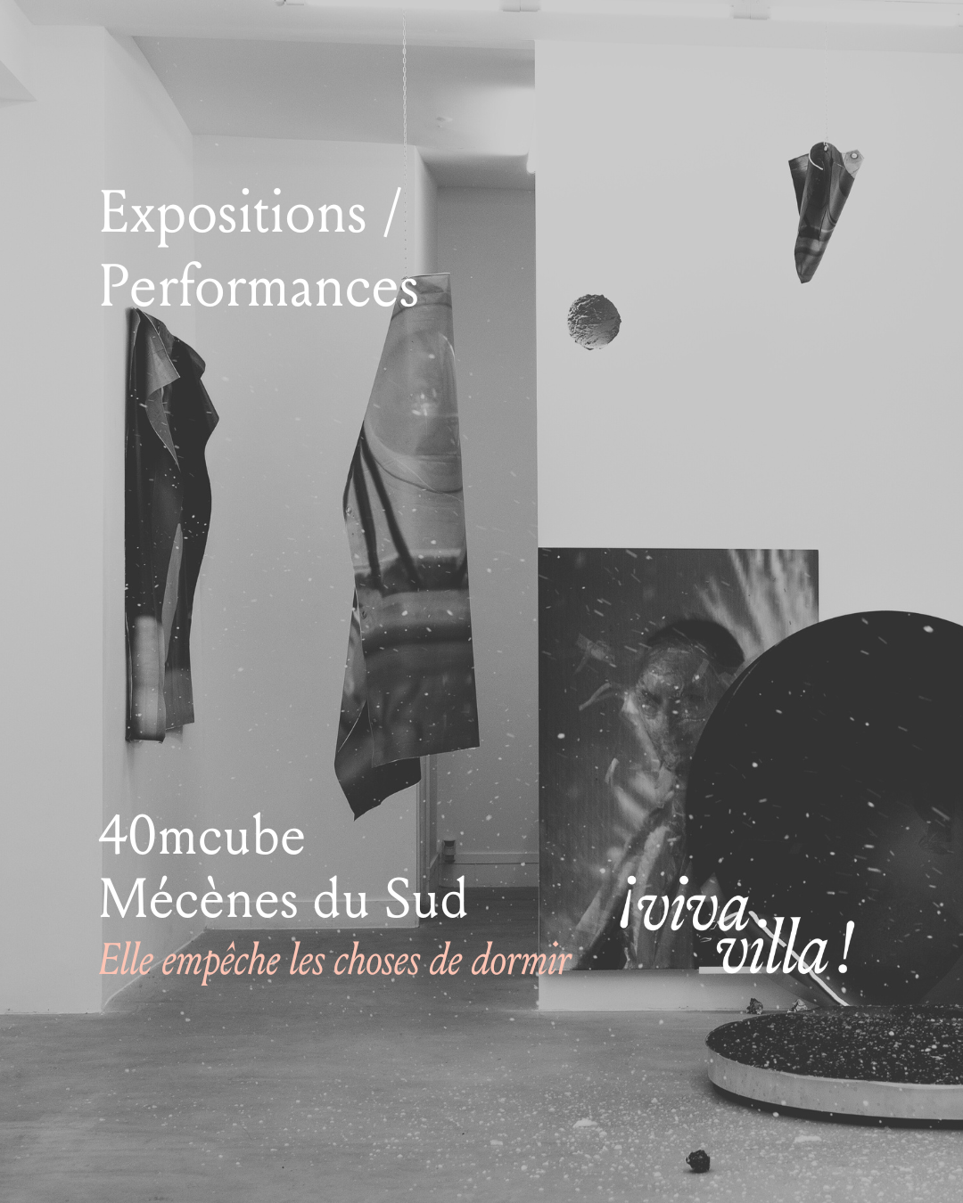 L'exposition "Elle empêche les choses de dormir" se déploie simultanément dans deux lieux emblématiques : 40mcube à Rennes et Mécènes du Sud à Montpellier.
