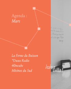 L'agenda de Viva villa du mois de mars résumé en un seul visuel